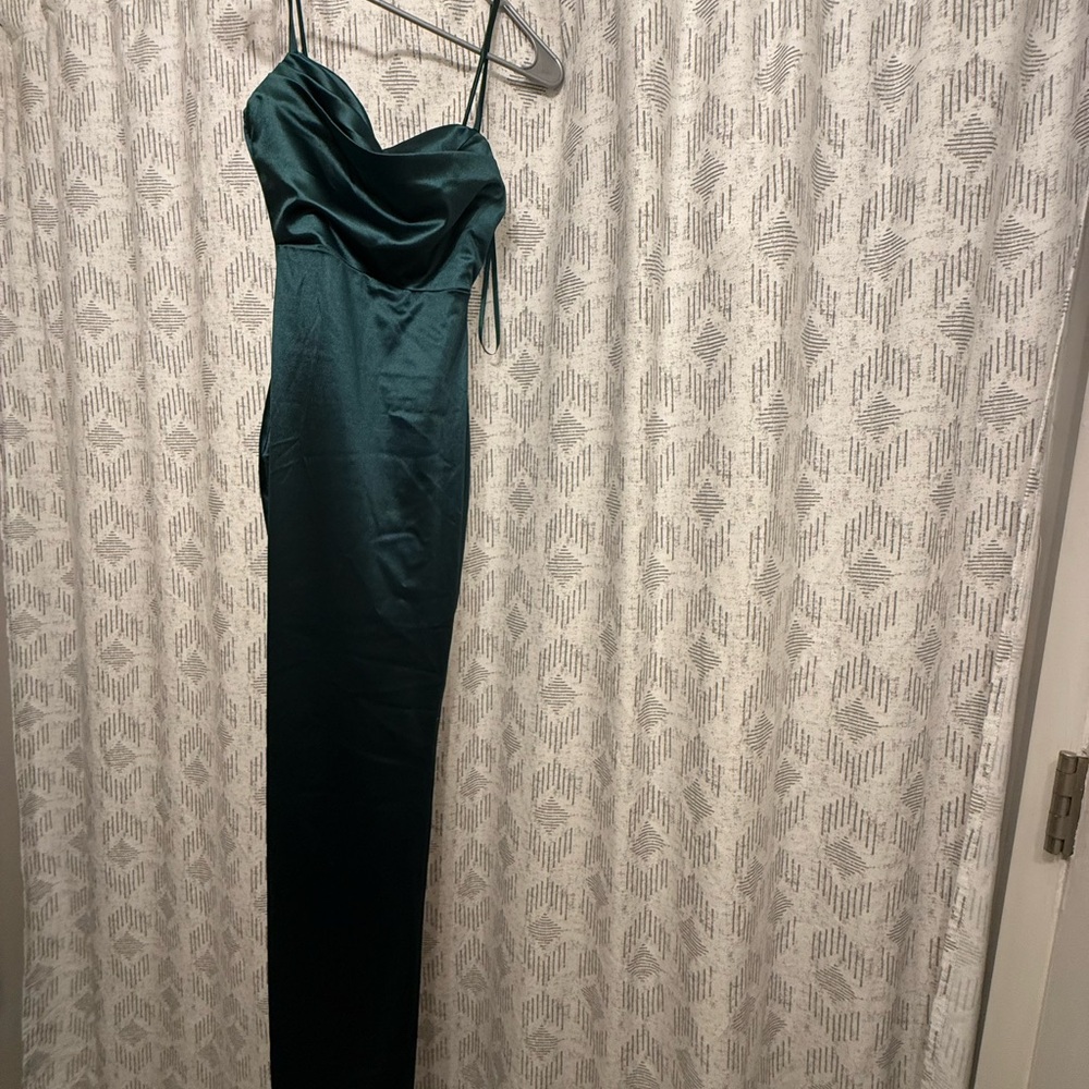 Elegant Green Satin Dress